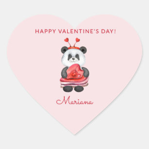 Cute Panda Happy Valentines Day Party Favours Heart Sticker