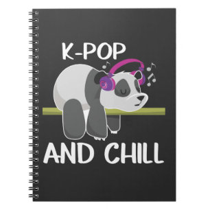 Cute Panda Headphones Korea Pop Lover K-Pop Music Notebook