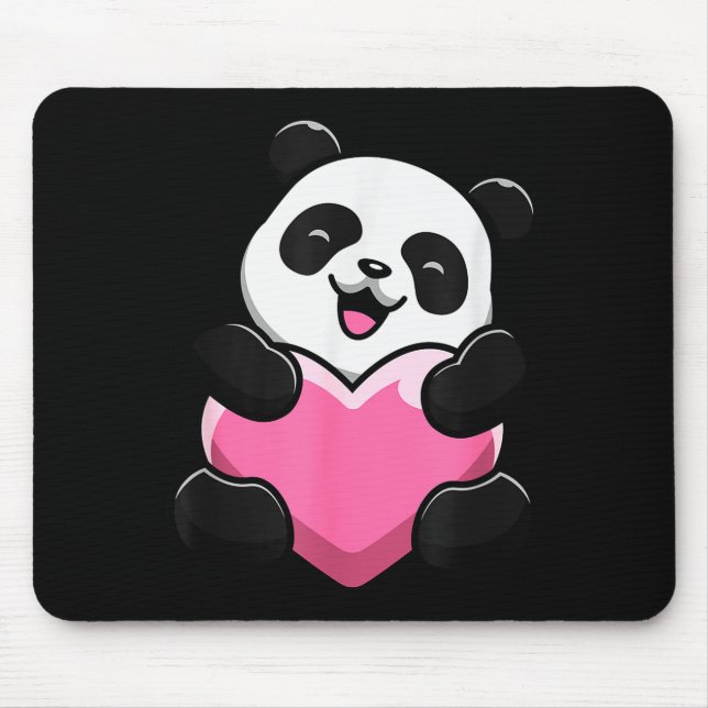 Cute Panda Holding A Heart - Valentines Day - Clic Mouse Pad (Front)