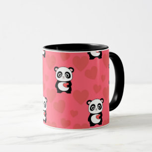 Cute Panda Holding Heart Pattern Kawaii Valentine Mug