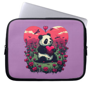 Cute Panda Holding Heart - Valentine's Day Gift Laptop Sleeve