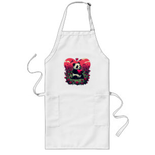 Cute Panda Holding Heart - Valentine's Day Gift Long Apron