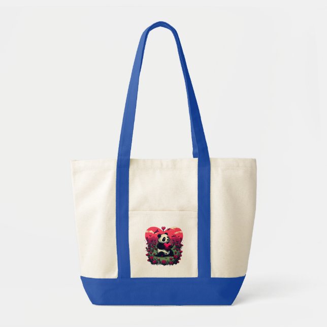 Cute Panda Holding Heart - Valentine's Day Gift Tote Bag (Front)