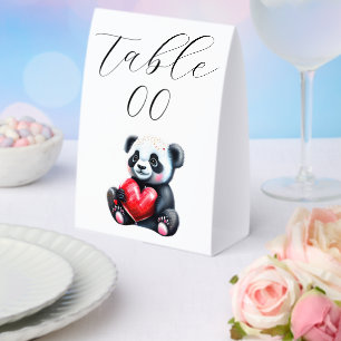 Cute Panda Holding Red Heart Custom Logo & Text
