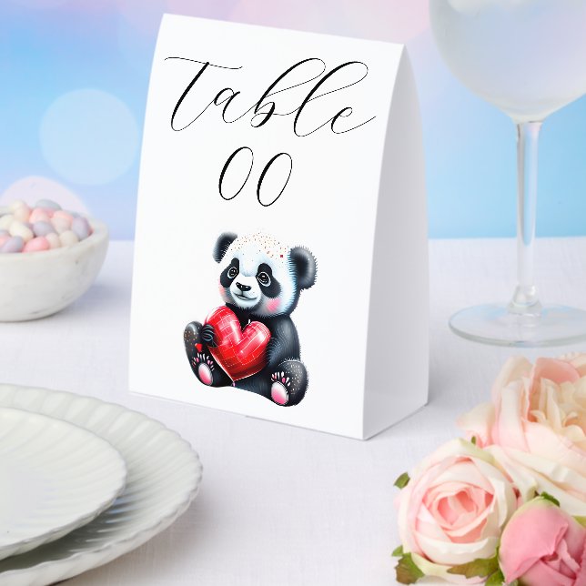 Cute Panda Holding Red Heart | Custom Logo & Text  (Insitu(Wedding))