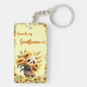 Cute Panda Holding Sunflowers Acrylic Keychain