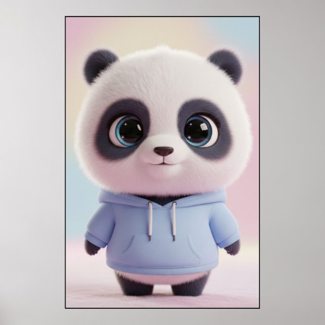 Cute Panda Hoodie – Kawaii Panda Poster Art (Front)