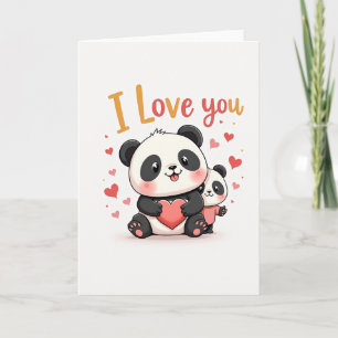 Cute Panda I Love You Card