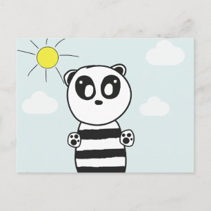Cute Panda Illustration Announcement Postcard