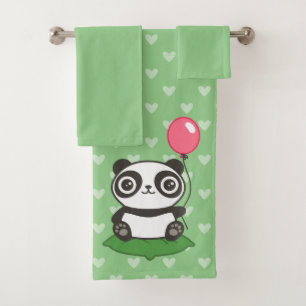 Cute Panda Illustration Bath Towel Set