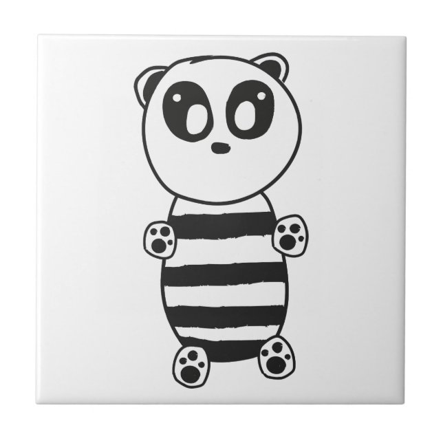 Cute Panda Illustration Ceramic Tile (Front)