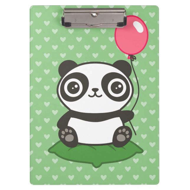 Cute Panda Illustration Clipboard (Front)