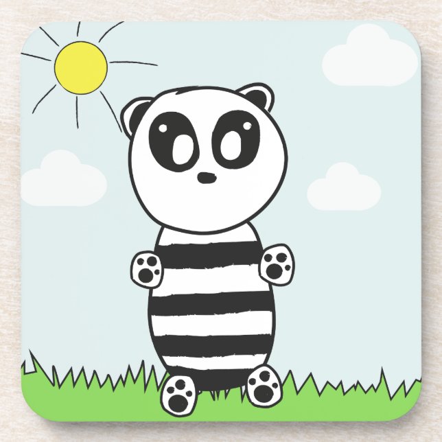 Cute Panda Illustration Coaster (Front)