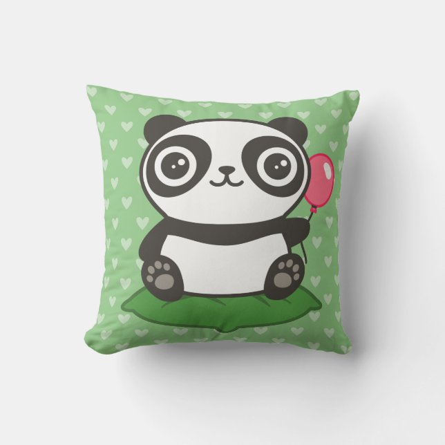 Cute Panda Illustration Cushion (Front)
