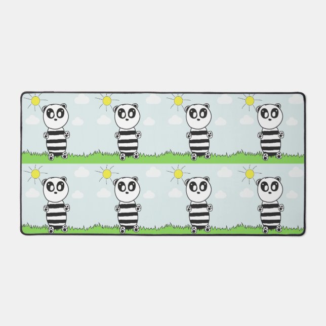 Cute Panda Illustration Desk Mat (Front)