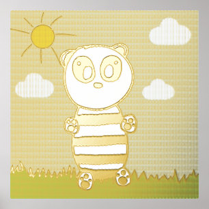 Cute Panda Illustration Foil Prints