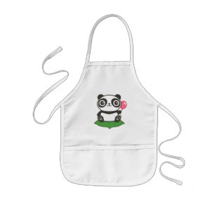 Cute Panda Illustration Kids Apron