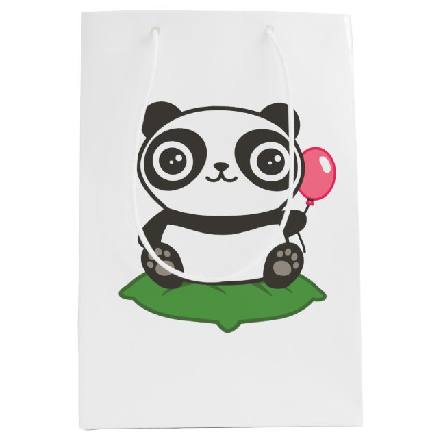 Cute Panda Illustration Medium Gift Bag (Front)