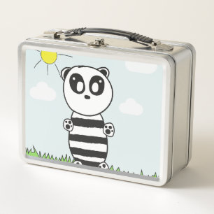 Cute Panda Illustration Metal Lunch Box