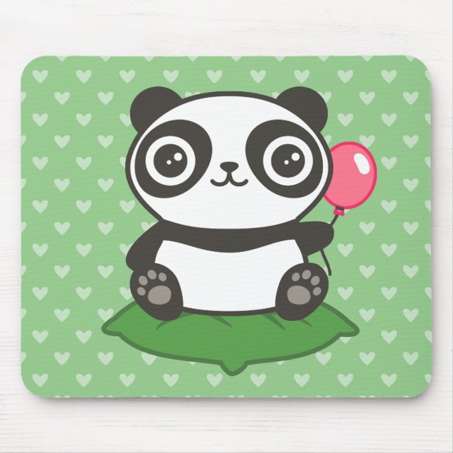 Cute Panda Illustration Mouse Pad (Front)