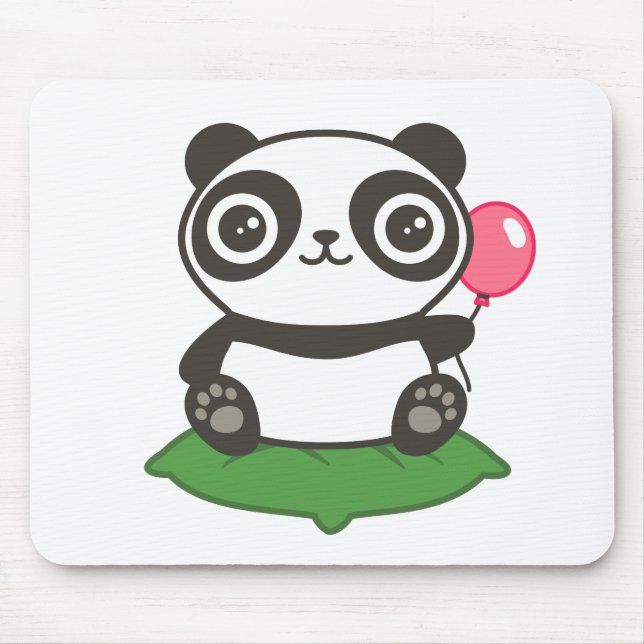Cute Panda Illustration Mouse Pad (Front)
