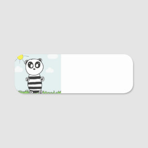 Cute Panda Illustration Name Tag
