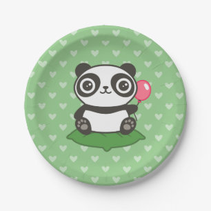 Cute Panda Illustration Paper Plate