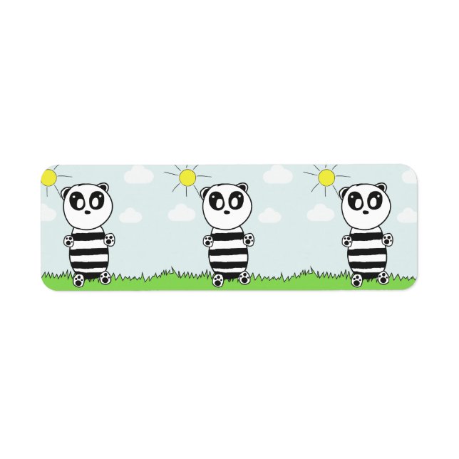 Cute Panda Illustration Return Address Label (Front)