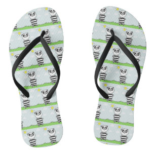 Cute Panda Illustration Thongs