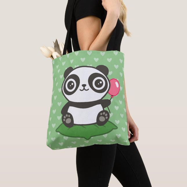 Cute Panda Illustration Tote Bag (Close Up)