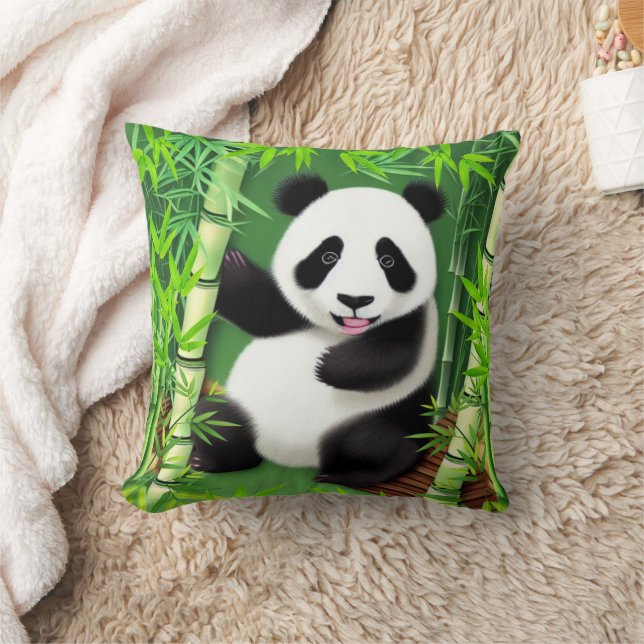 Cute Panda In A Bamboo Forest Cushion (Blanket)
