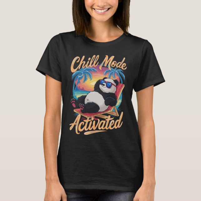 Cute Panda in beach Summer T-Shirt (Front)