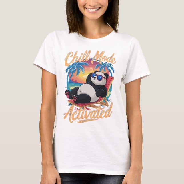 Cute Panda in beach Summer T-Shirt (Front)