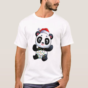 Cute Panda in christmas lights Men T-Shirt
