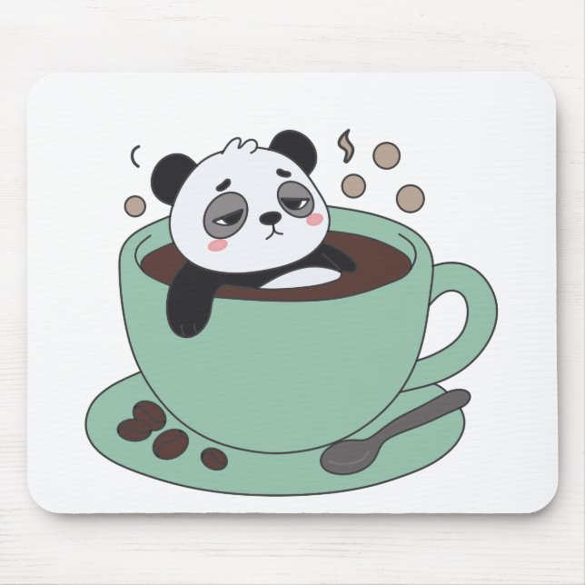 Cute Panda In Coffee Cup Coffee Lover Gift Mouse Pad (Front)