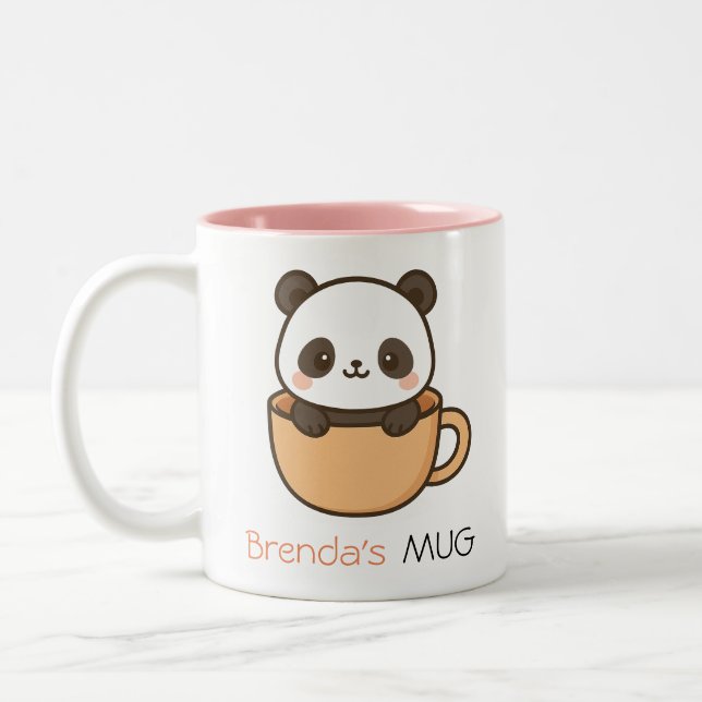 Cute Panda in Cup – Custom Name Mug Design (Left)