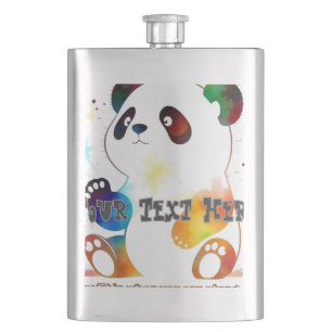 Cute panda in flasks