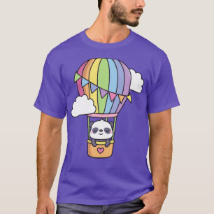 Cute Panda In Hot Air Balloon Doodle T-Shirt