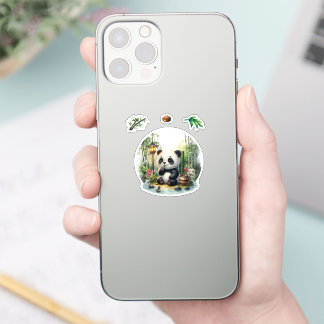 Cute Panda in The Lake, Panda Sticker