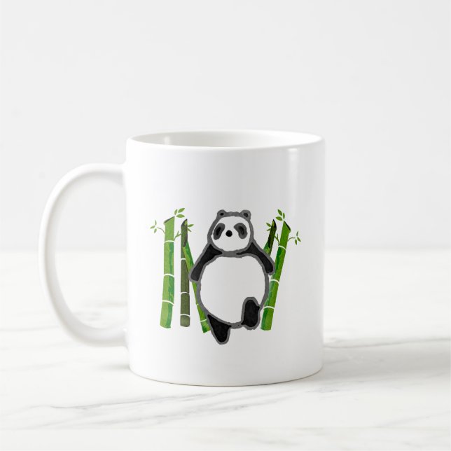 Cute panda ink drawing coffee mug (Left)