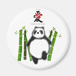 Cute panda ink drawing love magnet