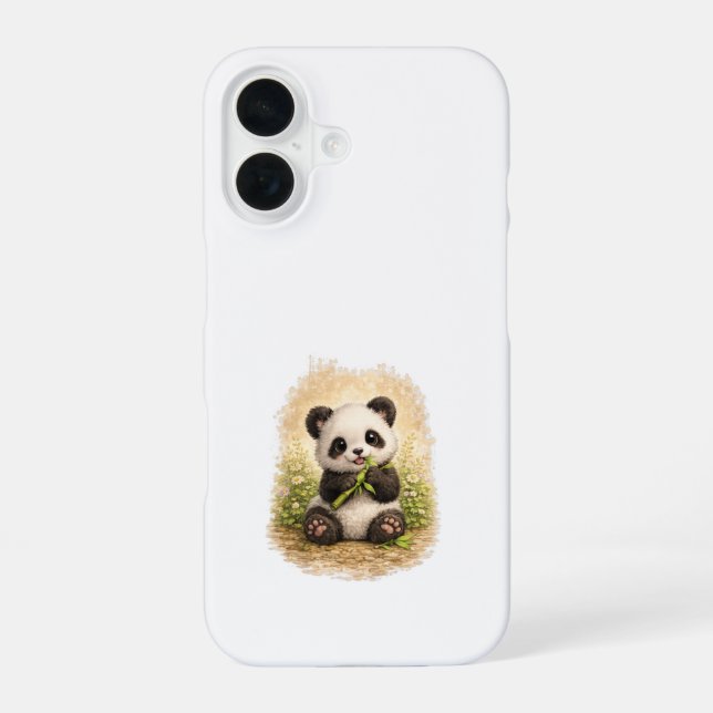 Cute Panda iPhone 16 Case Kawaii Bamboo (Back)