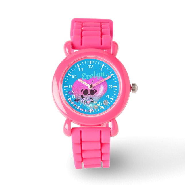 Cute Panda Jewellery | Pink Glitter Bracelet Watch (Front)