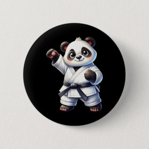 Cute Panda Karate Black Belt Martial Arts Fighter 6 Cm Round Badge