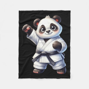 Cute Panda Karate Black Belt Martial Arts Fighter Fleece Blanket
