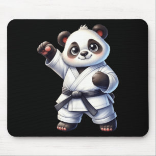 Cute Panda Karate Black Belt Martial Arts Fighter Mouse Pad