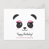 Cute panda lashes Happy Birthday personalised