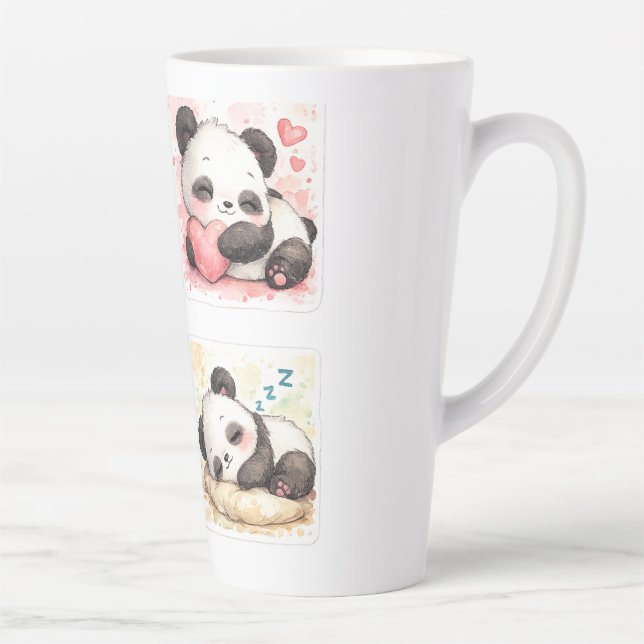 Cute Panda Latte Mug Aesthetic Watercolor (Right)