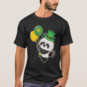 Cute Panda Leprechaun Hat Shamrock Lucky St Patric T-Shirt