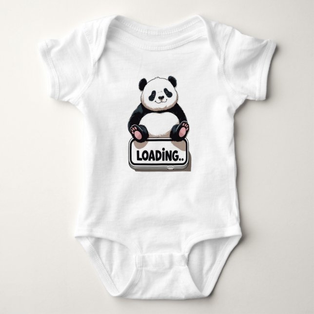 Cute Panda Loading Baby Bodysuit (Front)
